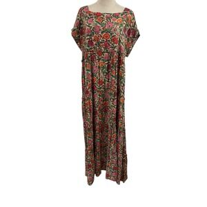 Natural Life Floral Maxi Dress Sz XL Boho Tiered Cottagecore Garden Party Fairy